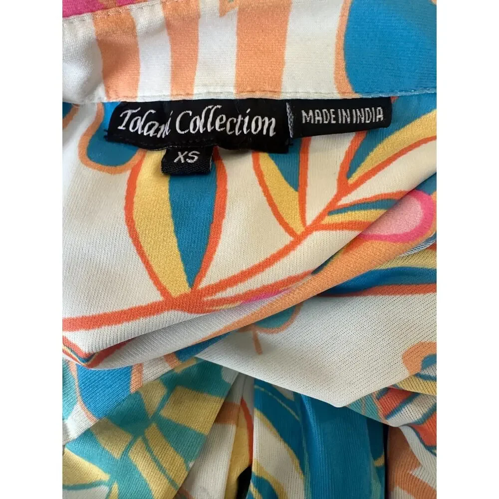 Tolani Long Sleeve Collared Maxi Dress W/ Pockets Tropical Print XS Oversized - Picture 8 of 14
